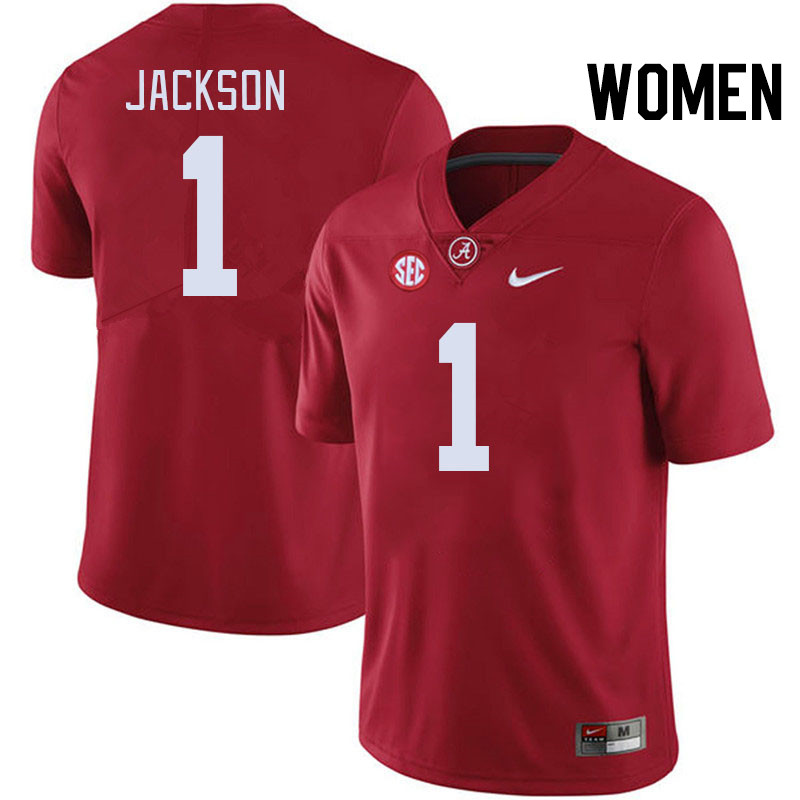 Women #1 Domani Jackson Alabama Crimson Tide College Football Jerseys Stitched-Crimson